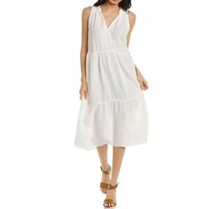 Nation LTD Nadie White Gauze Sleeveless Tiered‎ Midi Dress Sz S  Wedding Events